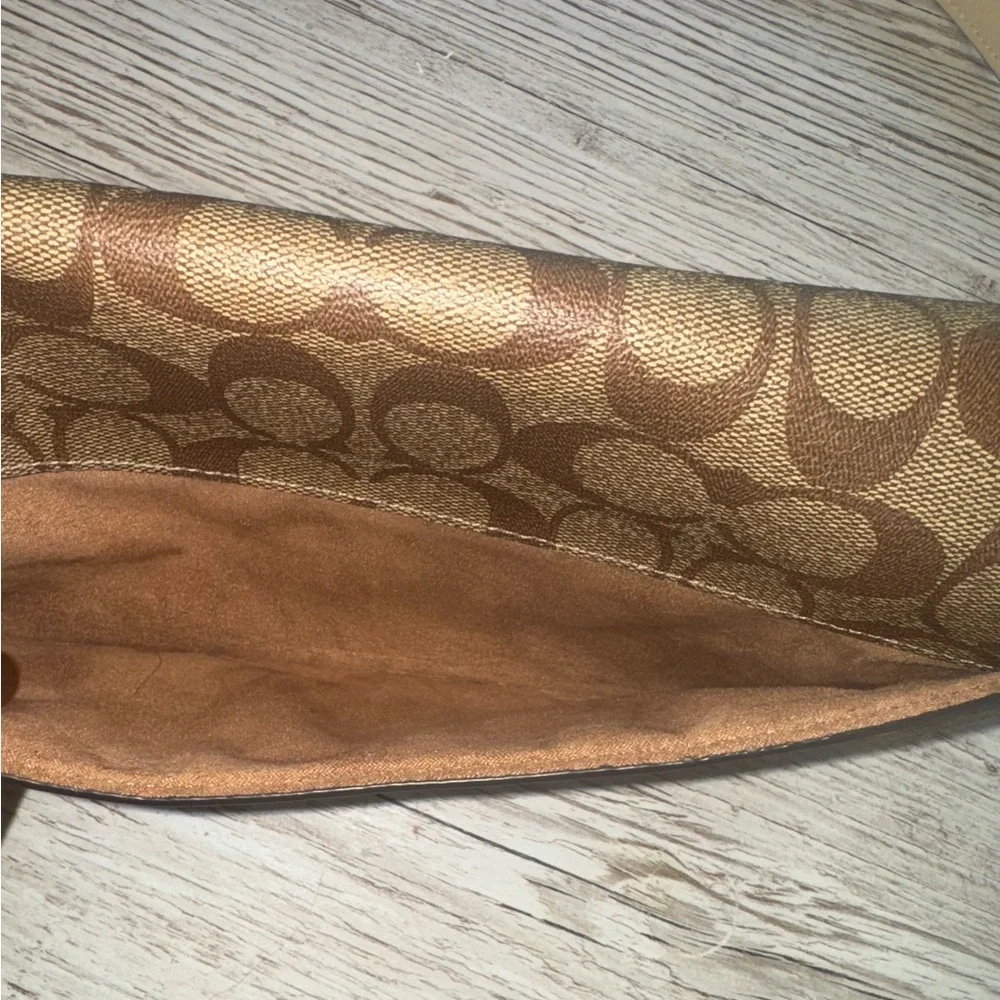 Coach Morgan Crossbody Shoulder Bag Blocked Signature Canvas Gold/Light Khaki